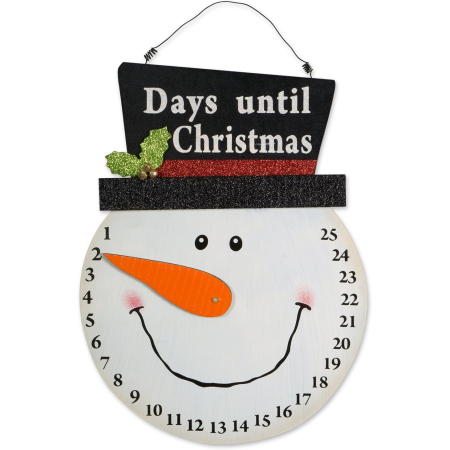Casă și camping - Decoratiune de Craciun Flippy, Advent calendar, numara zilele pana la Craciun, model Om de Zapada, material poliester, 17 x 13 cm, alb