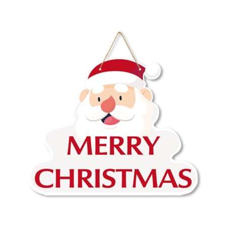 Decoratiuni, ornamente si articole Craciun - Decoratiune de Craciun, Flippy, de Agatat, pentru Usa, Perete sau Brad, Sfoara Inclusa, 26.2 x 32.5 cm, din Hartie 350g, Model Mos Craciun, Alb/Rosu