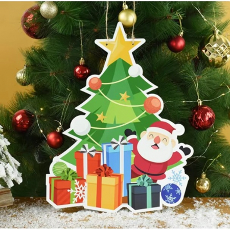 Decoratiune de Craciun, Flippy, de Agatat, pentru Usa, Perete sau Brad, Sfoara Inclusa, 40.5 x 30.5 cm cm, din Hartie 350g, Model Brad, Multicolor [4]