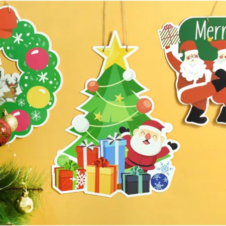 Decoratiune de Craciun, Flippy, de Agatat, pentru Usa, Perete sau Brad, Sfoara Inclusa, 40.5 x 30.5 cm cm, din Hartie 350g, Model Brad, Multicolor [3]