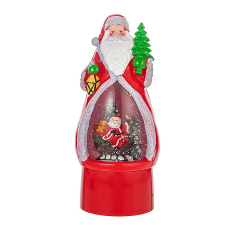 Casă și camping - Decoratiune de Craciun, Flippy, Model Mos Craciun, Felinar Glob cu Iluminare LED si Efect Zapada, 29 x 12 x 11.5 cm, Rosu