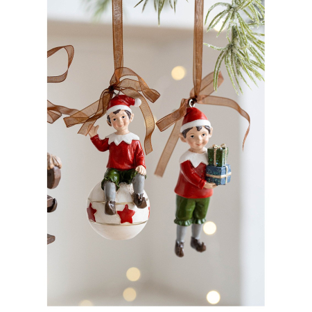 Decoratiune de Craciun, Flippy, pentru Brad, Model Elf pe Glob, 10 x 4 cm, din Rasina, Multicolor [3]