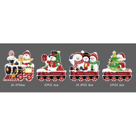 Decoratiune de Craciun, Flippy, pentru Gradina, Tip Trenulet, 4 Figurine + Bete de Infipt in Pamant, din Plastic, Impermeabil, Model Oameni de Zapada, Multicolor [1]