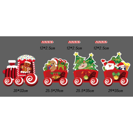 Decoratiune de Craciun, Flippy, pentru Gradina, Tip Trenulet, 4 Figurine + Bete de Infipt in Pamant, din Plastic, Impermeabil, Model Tren cu Omul Briosa in Locomotiva, Multicolor [4]