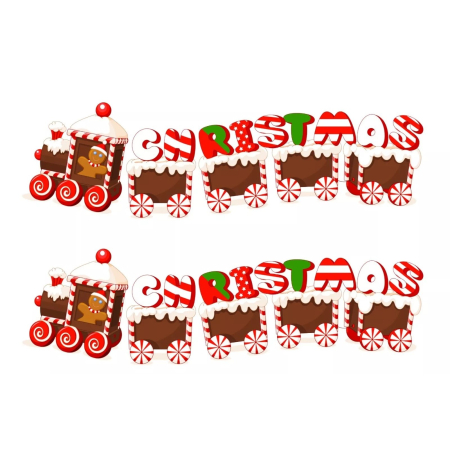 Decoratiune de Craciun, Flippy, pentru Gradina, Tip Trenulet, 5 Figurine + Bete de Infipt in Pamant, din Plastic, Impermeabil, Model Tren Christmas, Multicolor [1]