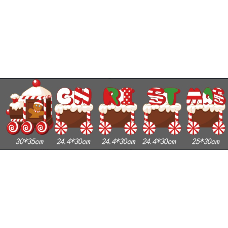 Decoratiune de Craciun, Flippy, pentru Gradina, Tip Trenulet, 5 Figurine + Bete de Infipt in Pamant, din Plastic, Impermeabil, Model Tren Christmas, Multicolor [2]