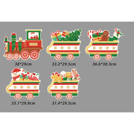 Decoratiune de Craciun, Flippy, pentru Gradina, Tip Trenulet, 5 Figurine + Bete de Infipt in Pamant, din Plastic, Impermeabil, Model Tren cu Cadouri, Multicolor [1]