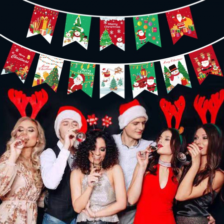 Decoratiune de Craciun, Flippy, Tip Banner, 12 Piese, pentru Usa sau Perete, Multicolor, Sfoara Inclusa, Model A [1]