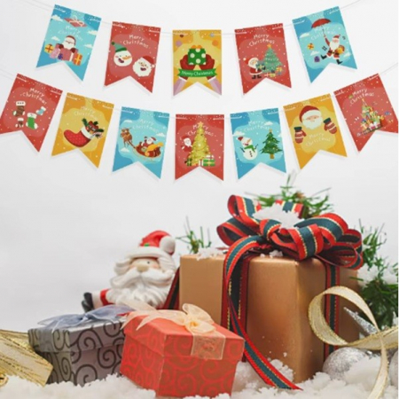 Decoratiune de Craciun, Flippy, Tip Banner, 12 Piese, pentru Usa sau Perete, Multicolor, Sfoara Inclusa, Model B [1]