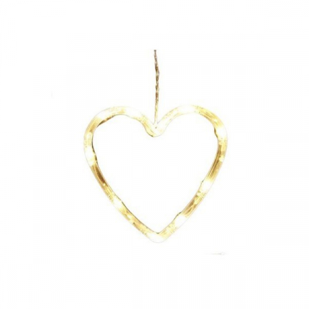 Sub 99 Lei - Lichidare Decoratiune de Craciun Luminoasa in forma de Inima, 13x16.5 cm, cu Ventuza, Alb Cald, Flippy