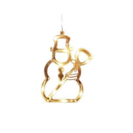 Pentru Casa si Camping - Decoratiune de Craciun Luminoasa in forma de Om de zapada 19x18 cm, cu Ventuza, Alb Cald, Flippy