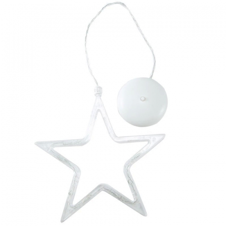 Decoratiune de Craciun Luminoasa in forma de Stea 19x18 cm, cu Ventuza, Alb Cald, Flippy [4]