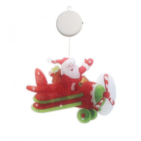Decoratiuni, ornamente si articole Craciun - Decoratiune de Craciun pentru fereastra Flippy, Avion, cu LED-uri, 23 cm, alb cald