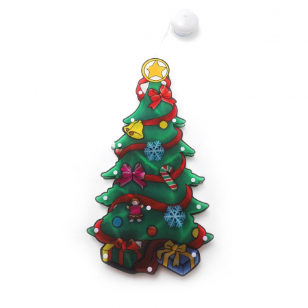 Decoratiuni, ornamente si articole Craciun - Decoratiune de Craciun pentru fereastra Flippy, brad, cu LED-uri, 26 cm, alb cald