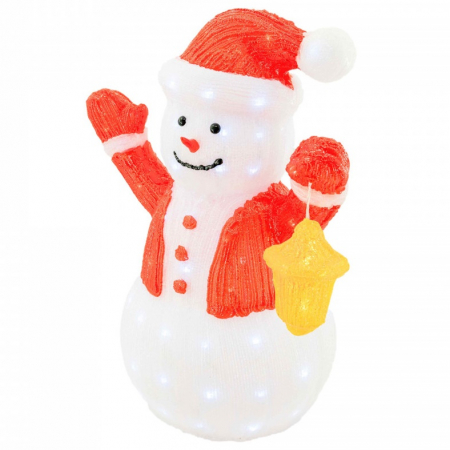 Decoratiune de exterior cu lumini, din acril, Om de Zapada, 60 cm, 96 led-uri lumina rece, 8 jocuri de lumini, HB-204 [0]