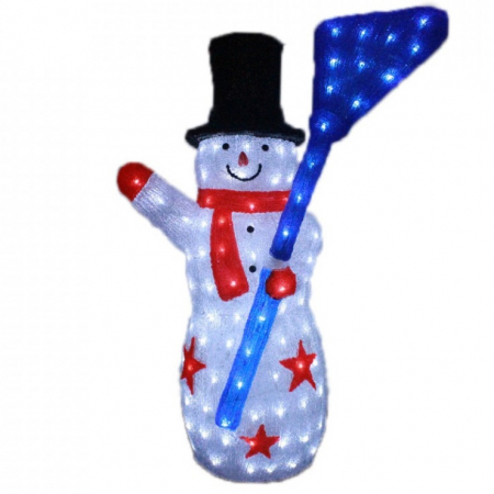 Decoratiune de exterior cu lumini Om de zapada cu matura din acril,176 Led-uri multicolore, dimensiune produs 100cm,8 jocuri de lumini, cablu de alimentare 3m, HB-202-RGB [1]