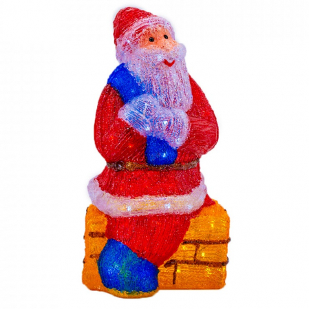 Decoratiune de exterior cu lumini, Mos Craciun pe horn din acril, 144 Led-uri, dimensiune produs 60cm, 8 jocuri de lumini, cablu de alimentare 3m, HB-112 [0]