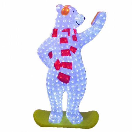 Decoratiune de esterior cu lumini, Urs Polar Selfie din acril, 228 Led-uri, dimensiune produs 120cm, 8 jocuri de lumini, cablu de alimentare 3m, HB-110 [1]