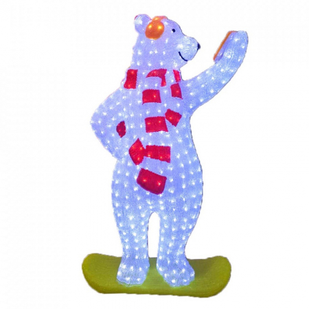Decoratiune de esterior cu lumini, Urs Polar Selfie din acril, 228 Led-uri, dimensiune produs 120cm, 8 jocuri de lumini, cablu de alimentare 3m, HB-201-RGB [0]