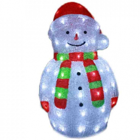 Decoratiune de exterior cu lumini, Om de zapada cu fular din acril, 72 Led-uri, dimensiune produs 60cm, 8 jocuri de lumini, cablu de alimentare 3m, HB-113 [1]