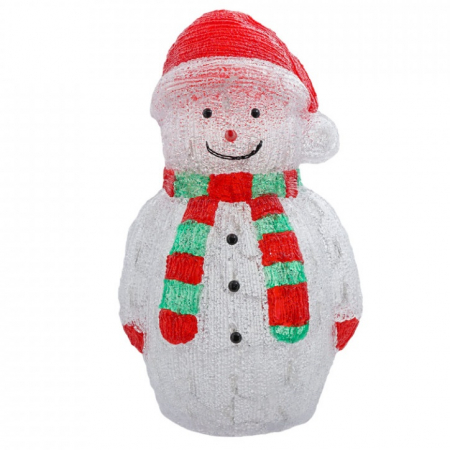 Decoratiune de exterior cu lumini, Om de zapada cu fular din acril, 72 Led-uri, dimensiune produs 60cm, 8 jocuri de lumini, cablu de alimentare 3m, HB-113 [0]
