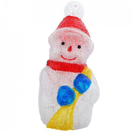 Decoratiune de exterior cu lumini, Om de zapada cu matura din acril, 40 Led-uri, dimensiune produs 45cm, 8 jocuri de lumini, cablu de alimentare 3m, HB-114 [0]