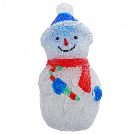 Decoratiune de exterior cu lumini, Om de zapada din acril, 50 Led-uri, dimensiune produs 45cm, 8 jocuri de lumini, cablu de alimentare 3m, HB-116 [0]