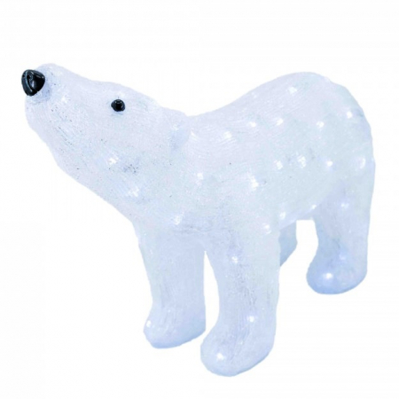 Decoratiune Craciun - Urs Polar, din acril, dimensiune 55x17.5x37cm, 8 jocuri de lumini, 80 led-uri, lumina rece, cablu de alimentare 3m, protectie IP44, MI-1063 [0]