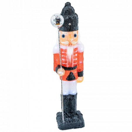 Decoratiune de exterior cu lumini, Spargator de nuci, din acril, dimensiune 14x12x63 cm, 8 jocuri de lumini, 60 led-uri, lumina rece, cablu de alimentare 3m, IP44, MI-1043 [0]