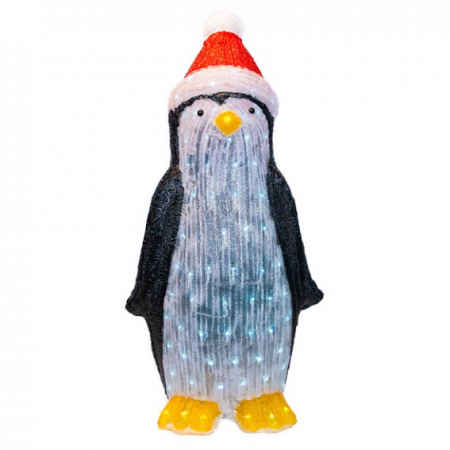 Decoratiuni, ornamente si articole Craciun - Pinguin decoratiune luminoasa de exterior din acril cu 150 led-uri, 8 jocuri de lumini, culoare multicolor, dimensiune 98 cm, alimentare la priza, MI-1048