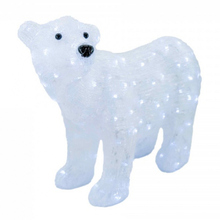 Decoratiune de exterior cu lumini, Urs polar, din acril, dimensiune 58x28x42cm, 8 jocuri de lumini, 120 led-uri, lumina rece, cablu de alimentare 3m, protectie IP44, MI-1068 [0]
