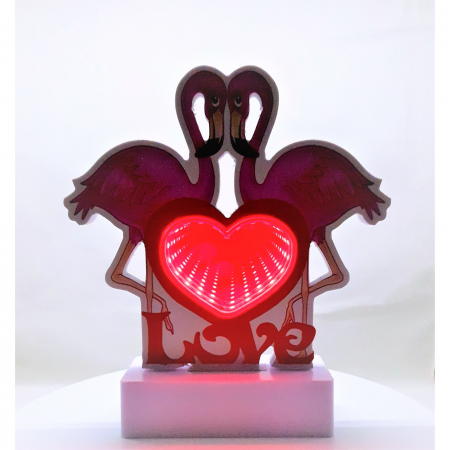 Decoratiune Luminoasa cu Baterii/Cablu Neon Flamingo Love 20 cm Alb Rece [2]