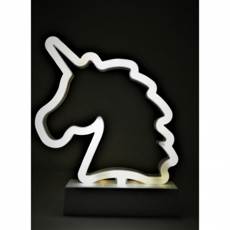 Pentru Casa si Camping - Decoratiune Luminoasa cu Baterii Unicorn 25 cm Alb Rece