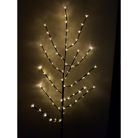 Decoratiune Luminoasa, Flippy, Crenguta, cu Baterii, 72 LED -uri, Flori, Alb Cald [4]