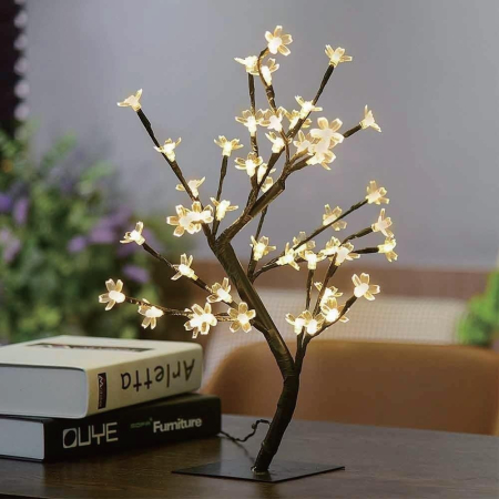 Decoratiune Luminoasa, Flippy, Crenguta, cu Baterii, 72 LED -uri, Flori, Alb Cald [8]