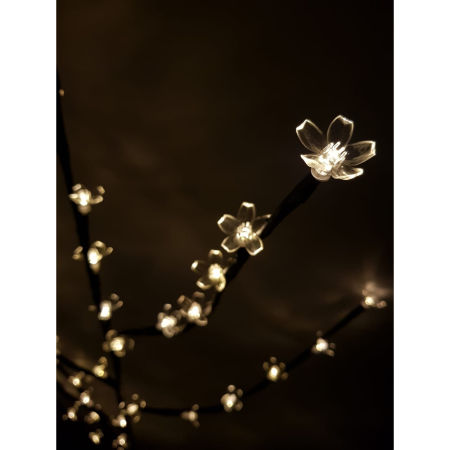 Decoratiune Luminoasa, Flippy, Crenguta, cu Baterii, 72 LED -uri, Flori, Alb Cald [1]