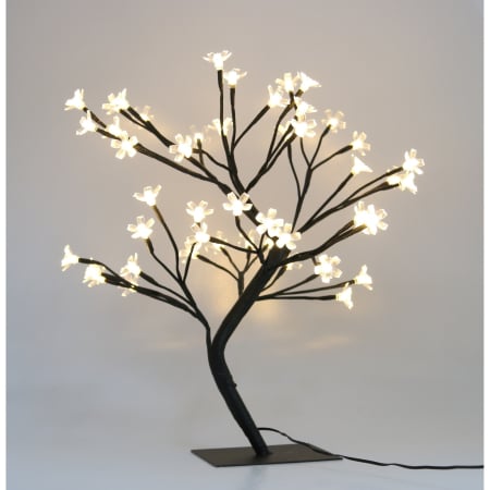 Pentru Casa si Camping - Decoratiune Luminoasa, Flippy, Crenguta, cu Baterii, 72 LED -uri, Flori, Alb Cald