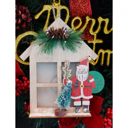 Decoratiune luminoasa, Flippy, Mos Craciun, maro, lungime: 13 cm, latime: 5 cm, inaltime: 17 cm, lemn, interior/exterior [1]