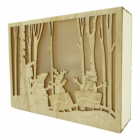 Pentru Casa si Camping - Decoratiune luminoasa, Flippy, Peisaj de iarna - Mos Craciun, maro, lungime: 21 cm, latime: 5 cm, inaltime: 16 cm, lemn, interior/exterior