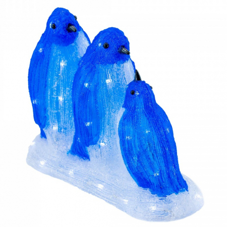 Decoratiune de exterior, Familie de Pinguini, din acril, dimensiune 38x15.5x31cm, 8 jocuri de lumini, 60 led-uri, lumina rece, cablu 3m, protectie IP44, MI-1066 [0]