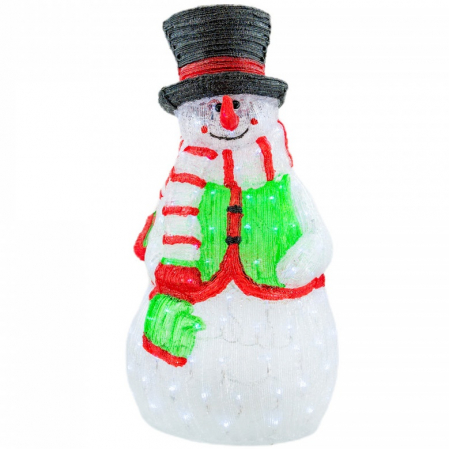 Decoratiune de exterior cu lumini, din acril, Om de Zapada,150 led-uri lumina rece, 8 jocuri de lumini, dimensiune 36X33X74cm, Ml-1052 [0]