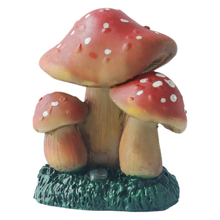 Sub 99 Lei - Decoratiune Ornament pentru Ghiveci, Flippy, Decoratiune pentru Gradina, Model 1 Ciuperci Rosii cu Buline Albe, 3.1 x 4 cm, Rosu
