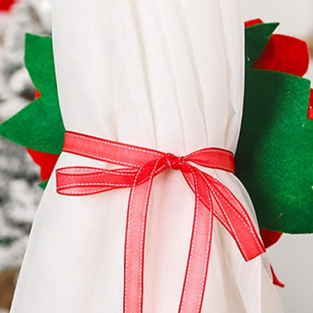 Decoratiune pentru perdea/draperie cu tematica de Craciun Flippy, model floare Craciunita, material texit si poliester, 31 cm, cu snur, rosu [1]