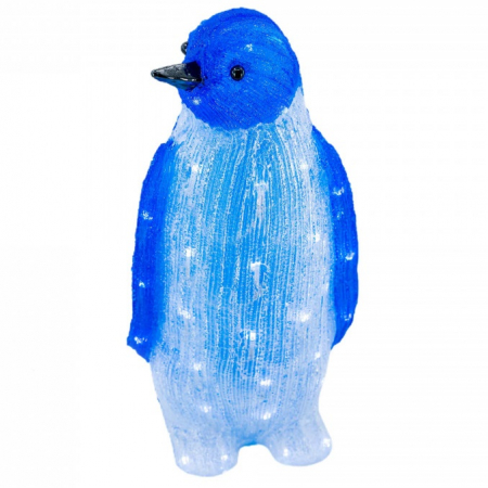 Decoratiune de exterior cu lumini, Pinguin din acril, dimensiune 22x21x45cm, 8 jocuri de lumini, 60 led-uri, lumina rece, cablu de alimentare 3m, protectie IP44, MI-1062 [0]