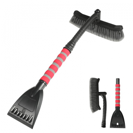 Pentru Casa si Camping - Perie de Zapada cu Racleta pentru Masina, Flippy, Multifunctionala, Rotativa, Demontabila, cu Maner Antiderapant, Aluminiu, Plastic, Fragmentarea Ghetii de pe Parbriz, Solutia pentru Iarna, pentru Dez