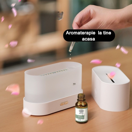 Difuzor de ulei esential cu flacara Flippy, aromaterapie, umidificator de aer, rezervor 180 ml, simulare efectelor de iluminare a flacarii, lumina veghe ajustabila, alb [3]