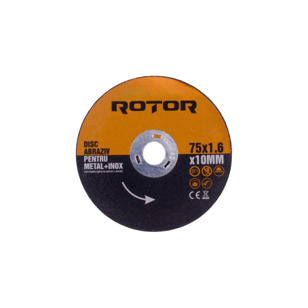 Consumabile, piese și accesorii - Disc abraziv pentru metal+inox 75*1,6*10 mm, ROTOR - Pachet 5 bucati