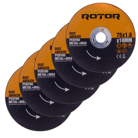 Disc abraziv pentru metal+inox 75*1,6*10 mm, ROTOR - Pachet 5 bucati [2]