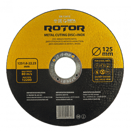 Bricolaj - Disc abraziv pentru metal+inox ROTOR 125*1,6*22,23