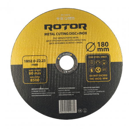 Bricolaj - Disc abraziv pentru metal+inox ROTOR 180*2,0*22,23